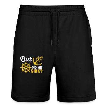 Aber sind wir gesunken Lustiges Segelboot Segel - Stanley/Stella Unisex Bio Joggingshorts Trainer  - Schwarz - Vorne - Nik (191cm) & Marisol (170cm)