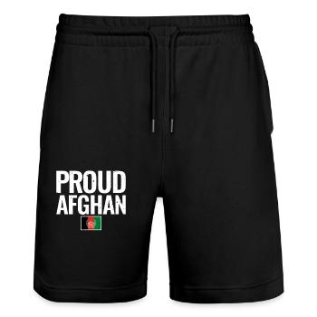 Proud Afghan Afghanistan Vintage Flagge - Stanley/Stella Unisex Bio Joggingshorts Trainer  - Schwarz - Vorne - Nik (191cm) & Marisol (170cm)