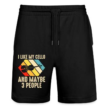 Cello Cellist - Stanley/Stella Trainer Unisex Organic Jogging Shorts - black - Front - Nik (191cm) & Marisol (170cm)