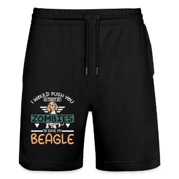Push you in front of zombies to save my beagle - Stanley/Stella Trainer Unisex Organic Jogging Shorts - black - Front - Nik (191cm) & Marisol (170cm)