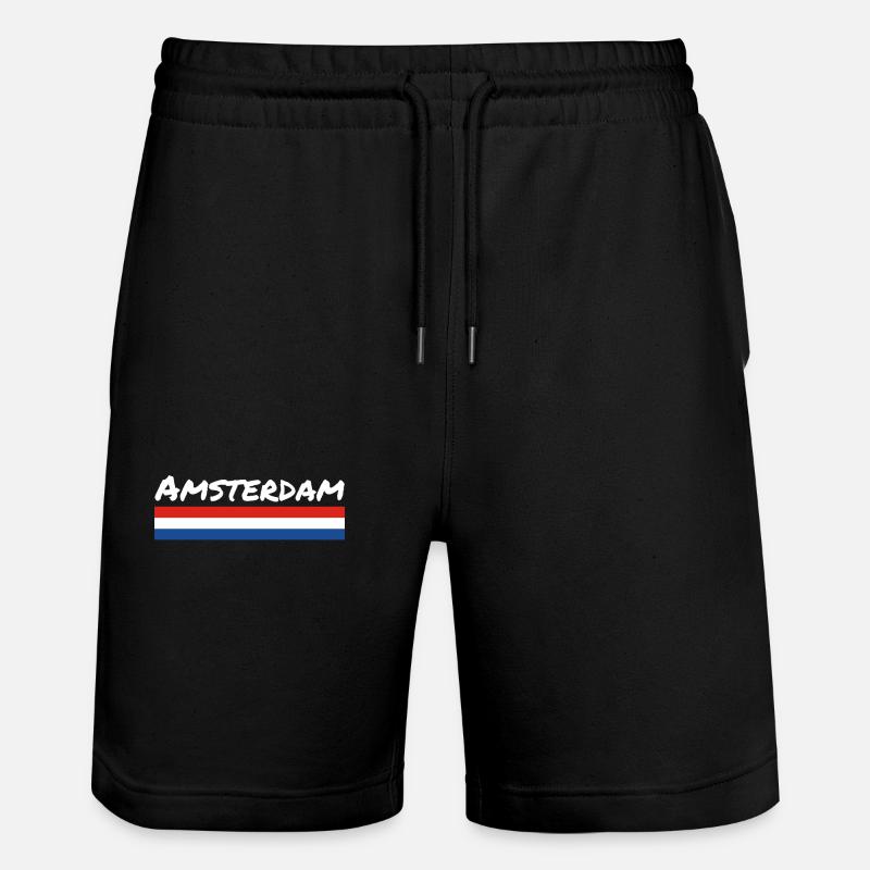 Amsterdam Pays-Bas Drapeau néerlandais - Short de jogging bio TRAINER Stanley/Stella unisexe - noir