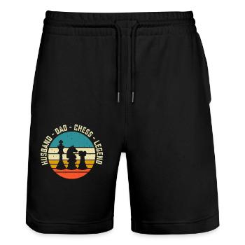 Chess - Stanley/Stella Trainer Unisex Organic Jogging Shorts - black - Front - Nik (191cm) & Marisol (170cm)