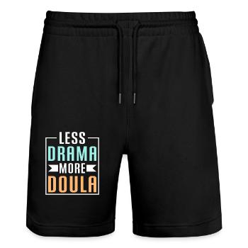 Doula infirmière sage-femme - Short de jogging bio TRAINER Stanley/Stella unisexe - noir - Devant - Nik (191cm) & Marisol (170cm)