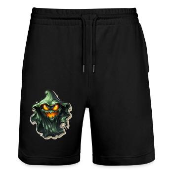 Ghost Lover Cartoon Style Halloween Ghost Spooky - Stanley/Stella Unisex Bio Joggingshorts Trainer  - Schwarz - Vorne - Nik (191cm) & Marisol (170cm)