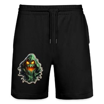 Ghost Lover Cartoon Style Halloween Ghost Spooky - Stanley/Stella Unisex Bio Joggingshorts Trainer  - Schwarz - Vorne - Nik (191cm) & Marisol (170cm)