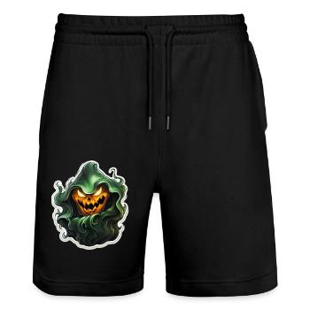 Ghost Lover Cartoon Style Halloween Ghost Spooky - Stanley/Stella Unisex Bio Joggingshorts Trainer  - Schwarz - Vorne - Nik (191cm) & Marisol (170cm)