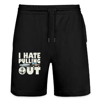 I hate to pull out Funny Sailing Sailing - Stanley/Stella Trainer Unisex Organic Jogging Shorts - black - Front - Nik (191cm) & Marisol (170cm)