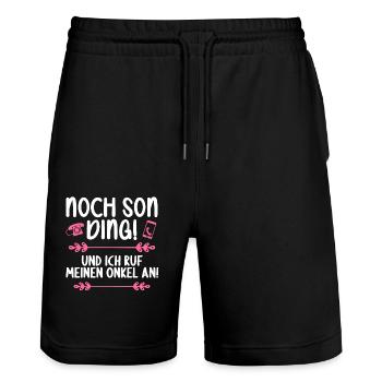 Noch son Ding und ich ruf meinen Onkel an - Stanley/Stella Unisex Bio Joggingshorts Trainer  - Schwarz - Vorne - Nik (191cm) & Marisol (170cm)
