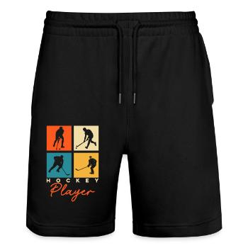Hockey - Short de jogging bio TRAINER Stanley/Stella unisexe - noir - Devant - Nik (191cm) & Marisol (170cm)