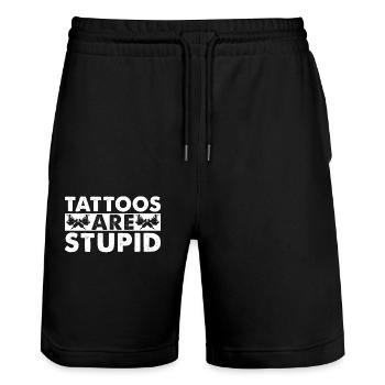 Tattoos Sind Dumm - Stanley/Stella Unisex Bio Joggingshorts Trainer  - Schwarz - Vorne - Nik (191cm) & Marisol (170cm)