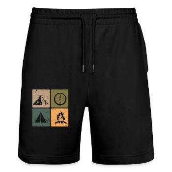 Drôles d’amateurs de plein air Randonnée Camping Randonnée - Short de jogging bio TRAINER Stanley/Stella unisexe - noir - Devant - Nik (191cm) & Marisol (170cm)