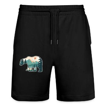 Hiking Mountains Wildlife Nature Animal Bear Outdoor Forest - Stanley/Stella Trainer Unisex Organic Jogging Shorts - black - Front - Nik (191cm) & Marisol (170cm)