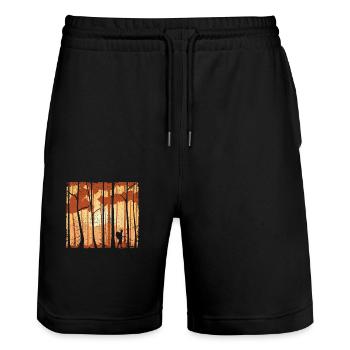 Wandern Outdoor Liebhaber Backpacking Camping - Stanley/Stella Unisex Bio Joggingshorts Trainer  - Schwarz - Vorne - Nik (191cm) & Marisol (170cm)