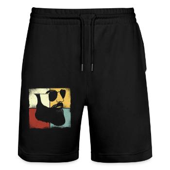 Beard Lover Bearded Man Retro - Stanley/Stella Trainer Unisex Organic Jogging Shorts - black - Front - Nik (191cm) & Marisol (170cm)