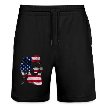Beard Lover Bearded Man American - Stanley/Stella Unisex Bio Joggingshorts Trainer  - Schwarz - Vorne - Nik (191cm) & Marisol (170cm)