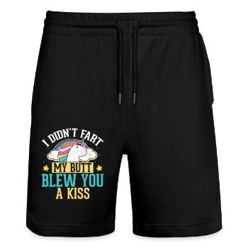 Je n’ai pas pété, mes fesses ont un baiser - Short de jogging bio TRAINER Stanley/Stella unisexe - noir - Devant - Nik (191cm) & Marisol (170cm)
