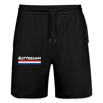 Rotterdam, Pays-Bas, drapeau néerlandais - Short de jogging bio TRAINER Stanley/Stella unisexe - noir - Devant - Nik (191cm) & Marisol (170cm)