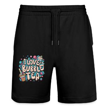 Bubble Tea Dreams - Amour, Vie, Bubble Tea! - Short de jogging bio TRAINER Stanley/Stella unisexe - noir - Devant - Nik (191cm) & Marisol (170cm)