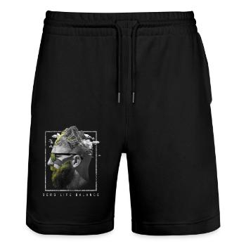 Bergwandern Zubehör Berg Life Balance Forst Shirt - Stanley/Stella Unisex Bio Joggingshorts Trainer  - Schwarz - Vorne - Nik (191cm) & Marisol (170cm)