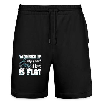Motocross Riding Gift Wonder If Tire Is Flat - Stanley/Stella Trainer Unisex Organic Jogging Shorts - black - Front - Nik (191cm) & Marisol (170cm)
