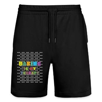 Baking is my therapy - Stanley/Stella Trainer Unisex Organic Jogging Shorts - black - Front - Nik (191cm) & Marisol (170cm)