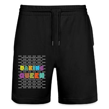 Baking queen - Stanley/Stella Trainer Unisex Organic Jogging Shorts - black - Front - Nik (191cm) & Marisol (170cm)