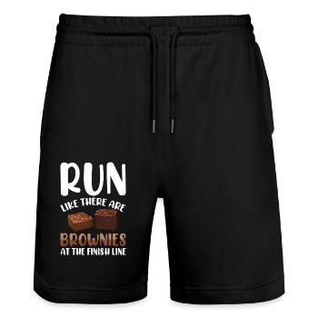 Marathon Marathonläufer Ziellinie Spruch Lustig - Stanley/Stella Unisex Bio Joggingshorts Trainer  - Schwarz - Vorne - Nik (191cm) & Marisol (170cm)