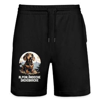 Alpenländische Dachsbracke - Stanley/Stella Unisex Bio Joggingshorts Trainer  - Schwarz - Vorne - Nik (191cm) & Marisol (170cm)