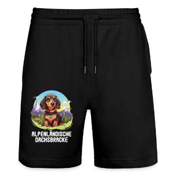 Alpenländische Dachsbracke - Stanley/Stella Unisex Bio Joggingshorts Trainer  - Schwarz - Vorne - Nik (191cm) & Marisol (170cm)