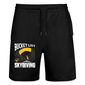 Bucket List: Skydiving Skydiver Parachute - Stanley/Stella Unisex Bio Joggingshorts Trainer  - Schwarz - Vorne - Nik (191cm) & Marisol (170cm)