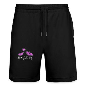 Butterfly vibes only - Stanley/Stella Trainer Unisex Organic Jogging Shorts - black - Front - Nik (191cm) & Marisol (170cm)