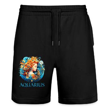 Embrace Your Aquarius Identity: Aquarius Pride - Stanley/Stella Trainer Unisex Organic Jogging Shorts - black - Front - Nik (191cm) & Marisol (170cm)