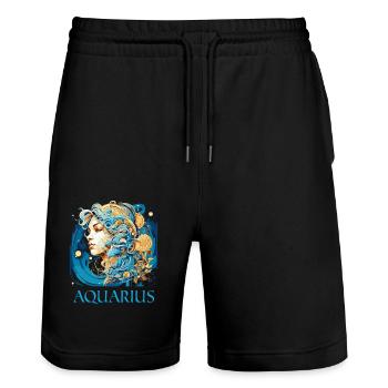 Prüfen Sie Ihre Wassermann-Kompatibilität - Aquarius Women - Stanley/Stella Unisex Bio Joggingshorts Trainer  - Schwarz - Vorne - Nik (191cm) & Marisol (170cm)