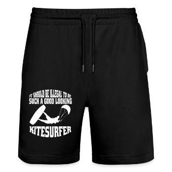Kitesurfer Planche à voile Kitesurf Windsurfer - Short de jogging bio TRAINER Stanley/Stella unisexe - noir - Devant - Nik (191cm) & Marisol (170cm)