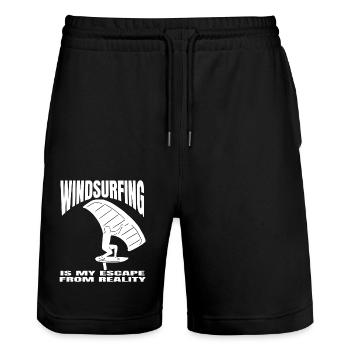 Windsurfing Windsurfer Kitesurfing Kitesurfer - Stanley/Stella Unisex Bio Joggingshorts Trainer  - Schwarz - Vorne - Nik (191cm) & Marisol (170cm)
