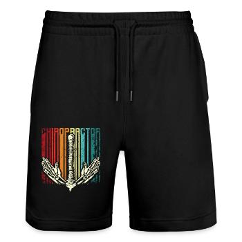 Retro Vintage Chiropractor - Stanley/Stella Trainer Unisex Organic Jogging Shorts - black - Front - Nik (191cm) & Marisol (170cm)