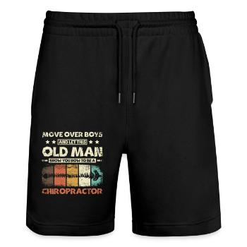 Let this old man show you how to be a chiropractor - Stanley/Stella Trainer Unisex Organic Jogging Shorts - black - Front - Nik (191cm) & Marisol (170cm)