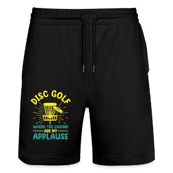 Disc Golf Player Disc Golfer Frisbee Player Par Pu - Stanley/Stella Unisex Bio Joggingshorts Trainer  - Schwarz - Vorne - Nik (191cm) & Marisol (170cm)