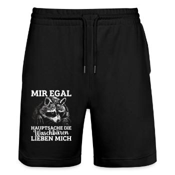 Waschbären Waschbär Tiere Waschbärliebhaber - Stanley/Stella Unisex Bio Joggingshorts Trainer  - Schwarz - Vorne - Nik (191cm) & Marisol (170cm)