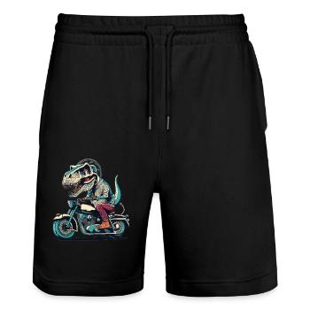 T-Rex Biker - A Primeval Ride - Stanley/Stella Trainer Unisex Organic Jogging Shorts - black - Front - Nik (191cm) & Marisol (170cm)