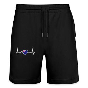 Drapeau Heartbeat de Nouvelle-Zélande Néo-Zélandais - Short de jogging bio TRAINER Stanley/Stella unisexe - noir - Devant - Nik (191cm) & Marisol (170cm)
