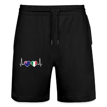 Nouvelle-Zélande Italie Vintage Heartbeat Flag - Short de jogging bio TRAINER Stanley/Stella unisexe - noir - Devant - Nik (191cm) & Marisol (170cm)