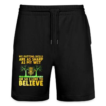 Disc Golf Player Disc Golfer Frisbee Player Par Pu - Stanley/Stella Trainer Unisex Organic Jogging Shorts - black - Front - Nik (191cm) & Marisol (170cm)