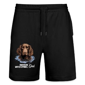Hund American Water Spaniel - Stanley/Stella Unisex Bio Joggingshorts Trainer  - Schwarz - Vorne - Nik (191cm) & Marisol (170cm)