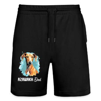 Chien Azawakh - Short de jogging bio TRAINER Stanley/Stella unisexe - noir - Devant - Nik (191cm) & Marisol (170cm)