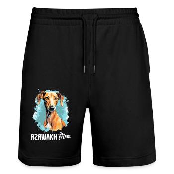 Chien Azawakh - Short de jogging bio TRAINER Stanley/Stella unisexe - noir - Devant - Nik (191cm) & Marisol (170cm)