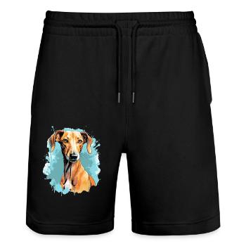 Chien Azawakh - Short de jogging bio TRAINER Stanley/Stella unisexe - noir - Devant - Nik (191cm) & Marisol (170cm)