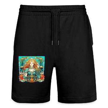 Horoscope Zodiac Graphic - Zodiac Sign Libra - Stanley/Stella Trainer Unisex Organic Jogging Shorts - black - Front - Nik (191cm) & Marisol (170cm)