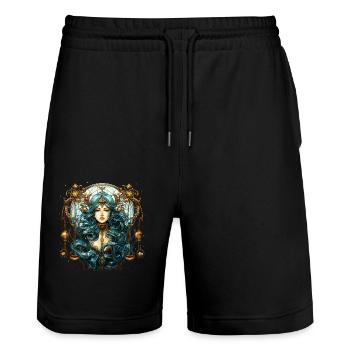 Cool Zodiac Sign Libra Design for Women and Men - Stanley/Stella Trainer Unisex Organic Jogging Shorts - black - Front - Nik (191cm) & Marisol (170cm)