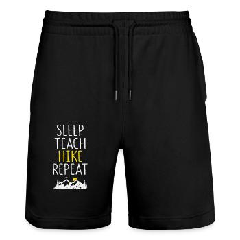 Sleeping, Teaching, Hiking, Repeating, Funny, Teacher - Stanley/Stella Trainer Unisex Organic Jogging Shorts - black - Front - Nik (191cm) & Marisol (170cm)